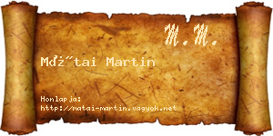 Mátai Martin névjegykártya